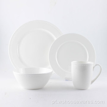 Jantar de porcelana conjunto branco óssea conjunto de utensílios